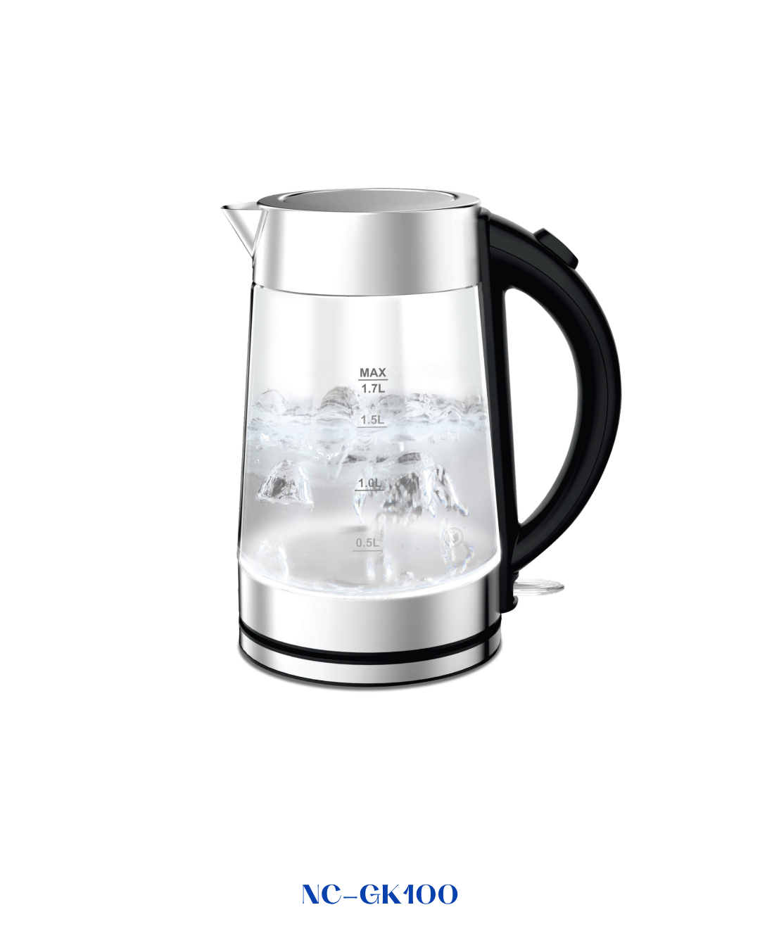 Nutricook Electric Glass Kettle - Silver 2200W 1.7L - NC-GK100
